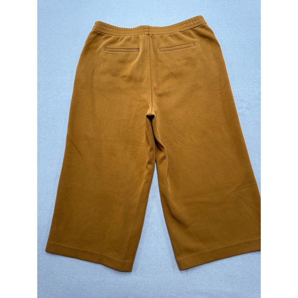 Uniqlo Wide Leg Pants Women's XL Brown Relaxed Fit High Rise Cropped Trousers - Picture 2 of 8